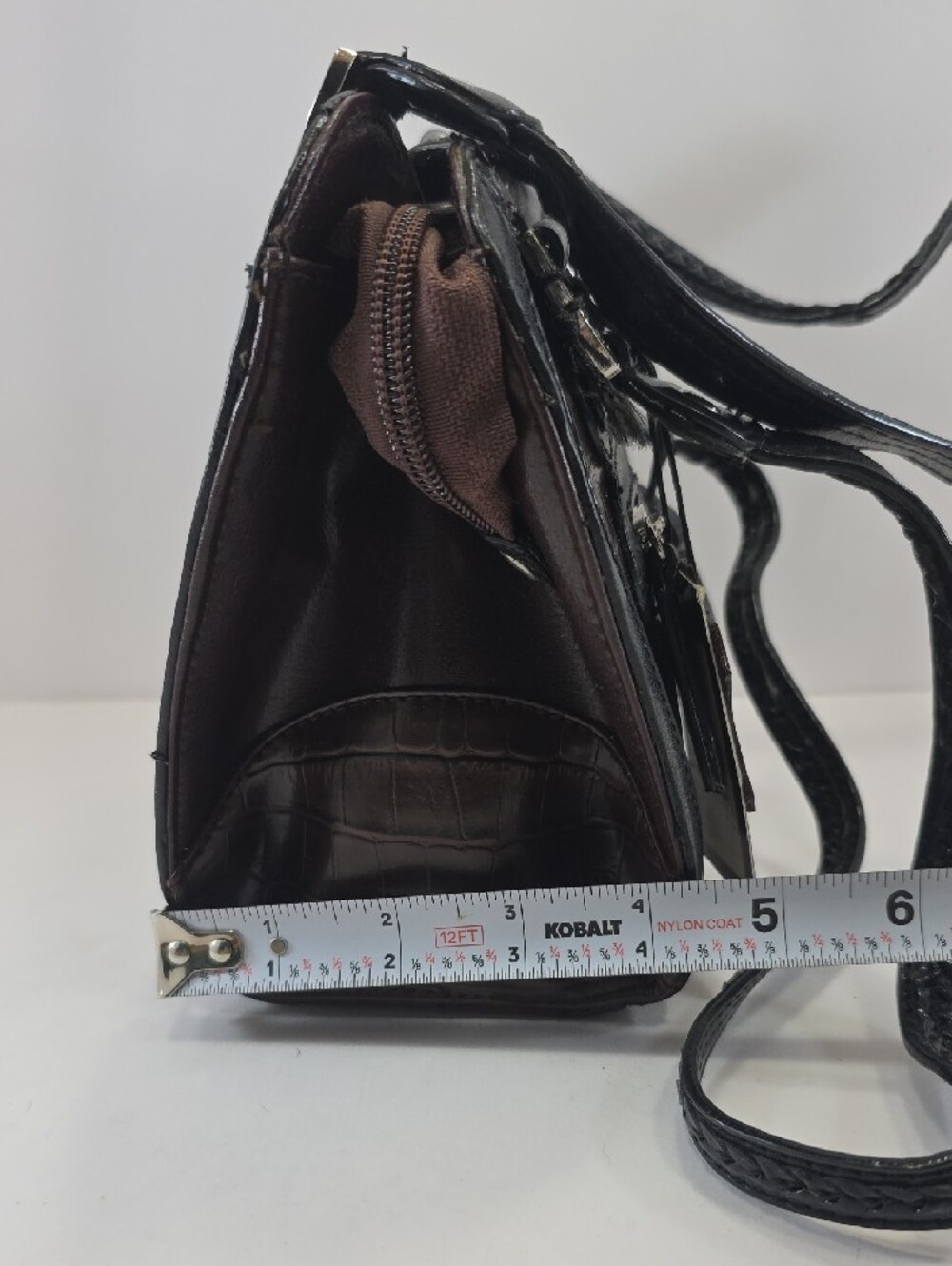CR Western Croc Embossed Brown Black Shoulder Bag Y2K Purse - Picture 13 of 15